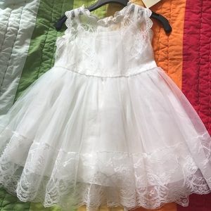 NWT Trish Scully white Sophia lace dress & sash.